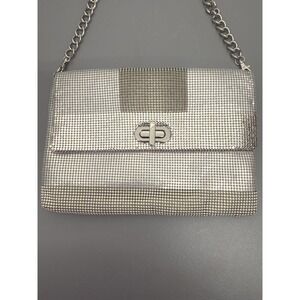 Whiting & Davis VTG 70's 80'sDisco Mesh Sequin‎ Silver Clutch Shoulder#39